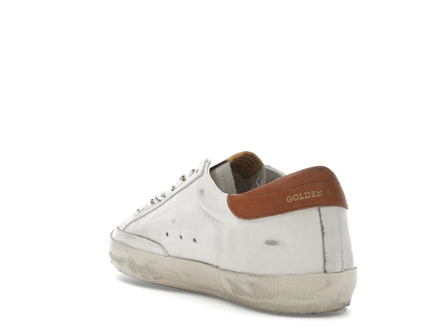 Languette de talon Golden Goose Super-Star blanche, grise et marron