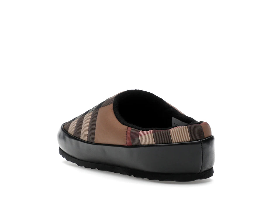 Pantoufles Burberry Northaven à carreaux vintage marron bouleau