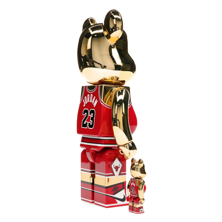Bearbrick Michael Jordan 1985 Rookie Jersey 100% & 400% Set Gold Chrome