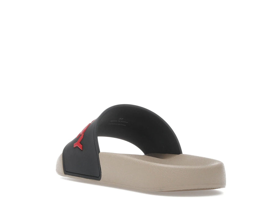 Mules Burberry à logo en relief, noires, rouges et beiges (Femme)