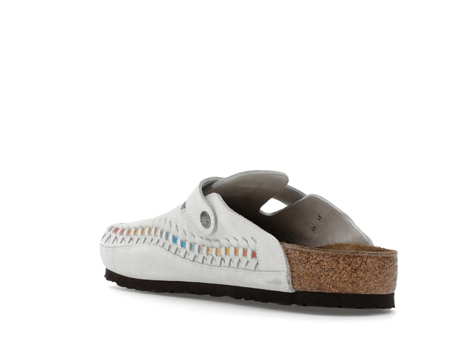 Birkenstock Boston en daim tressé Kith Blanc antique tie-dye