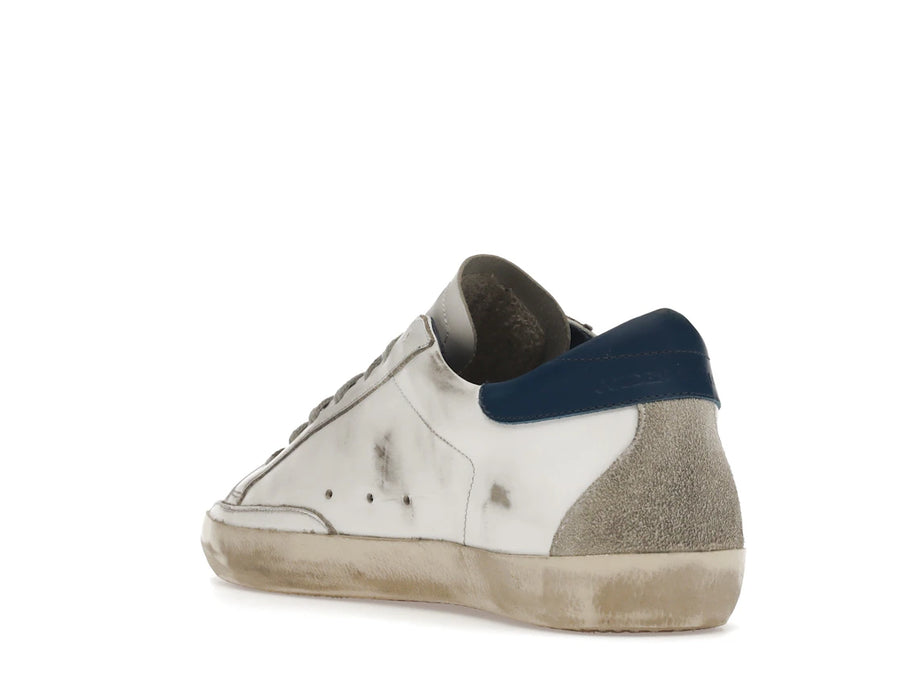 Écusson en daim blanc, bleu royal et gris Golden Goose Super-Star