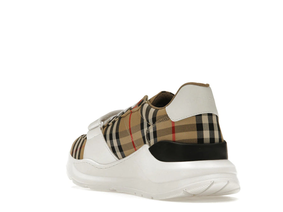 Burberry Ramsey Vintage Check Suede Leather Archive Biege White
