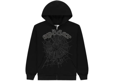 Sp5der OG Web V2 Rhinestone Zip Up Black